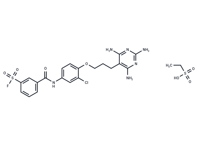 m-((3-Chloro-4-(3-(2,4,6-triamino-5-pyrimidinyl)propoxy)phenyl)carbamoyl)benzenesulfonyl fluoride monoethanesulfonate