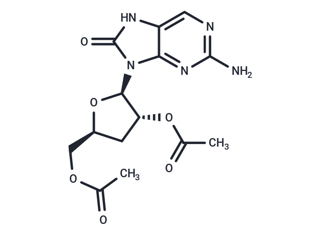2-Amino-8-hydroxypurine-9-beta-D-(2',5'-di-O-acetyl-3'-deoxy)riboside