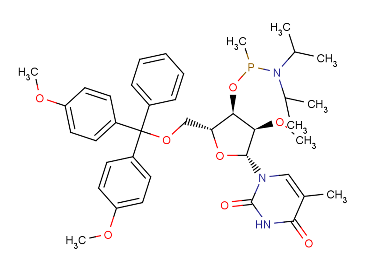 5'-O-DMTr-2'-OMe-5MeU-P-methyl phosphonamidite; 5'-O-DMTr-2'-O-methyl-5-methyluridine-3'-O-(P-methyl-N,N-diisopropylamino) phosphonamidite