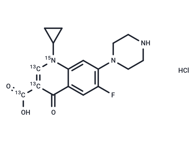 Ciprofloxacin-13C3,15N monohydrochloride