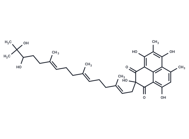 2-[(2E,6E,10E)-14,15-dihydroxy-3,7,11,15-tetramethylhexadeca-2,6,10-trien-1-yl]-2,4,6,9-tetrahydroxy-5,7-dimethyl-2,3-dihydro-1H-phenalene-1,3-dione