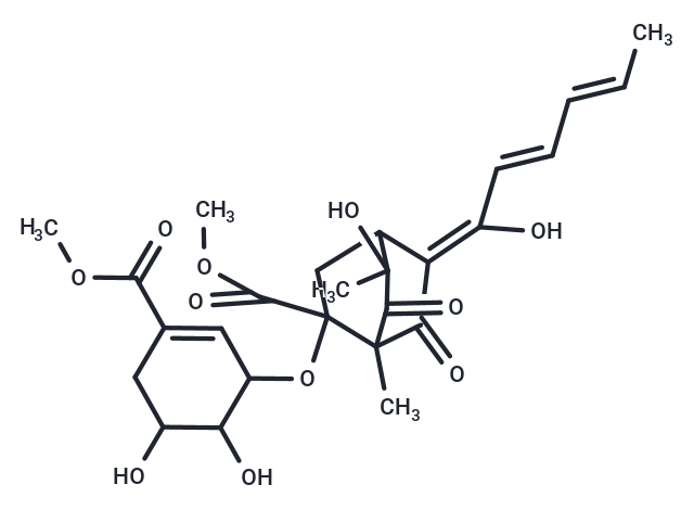 methyl (8Z)-2-{[5,6-dihydroxy-3-(methoxycarbonyl)cyclohex-2-en-1-yl]oxy}-5-hydroxy-8-[(2E,4E)-1-hydroxyhexa-2,4-dien-1-ylidene]-1,5-dimethyl-6,7-dioxobicyclo[2.2.2]octane-2-carboxylate