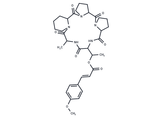 1-{19-methyl-2,8,14,17,20-pentaoxo-3,9,15,18,21-pentaazatetracyclo[19.4.0.0^{3,7}.0^{9,13}]pentacosan-16-yl}ethyl (2E)-3-(4-methoxyphenyl)prop-2-enoate