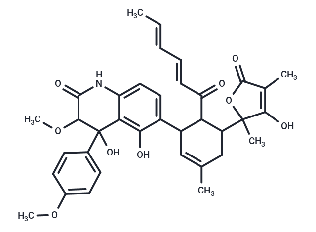 6-{6-[(2E,4E)-hexa-2,4-dienoyl]-5-(3-hydroxy-2,4-dimethyl-5-oxo-2,5-dihydrofuran-2-yl)-3-methylcyclohex-2-en-1-yl}-4,5-dihydroxy-3-methoxy-4-(4-methoxyphenyl)-1,2,3,4-tetrahydroquinolin-2-one