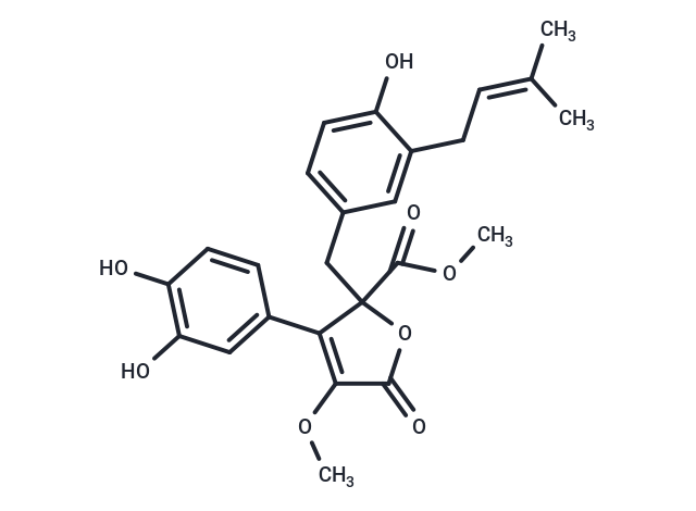 methyl 3-(3,4-dihydroxyphenyl)-2-{[4-hydroxy-3-(3-methylbut-2-en-1-yl)phenyl]methyl}-4-methoxy-5-oxo-2,5-dihydrofuran-2-carboxylate