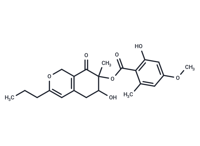 6-hydroxy-7-methyl-8-oxo-3-propyl-5,6,7,8-tetrahydro-1H-isochromen-7-yl 2-hydroxy-4-methoxy-6-methylbenzoate