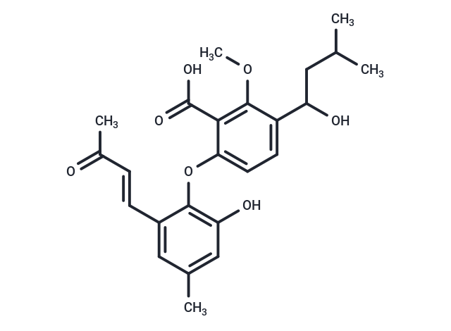 3-(1-hydroxy-3-methylbutyl)-6-{2-hydroxy-4-methyl-6-[(1E)-3-oxobut-1-en-1-yl]phenoxy}-2-methoxybenzoic acid