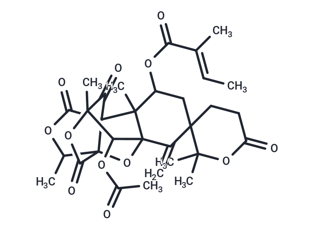 8'-(acetyloxy)-2,2,2',9',13'-pentamethyl-6'-methylidene-6,11',15',16'-tetraoxo-10',14',17'-trioxaspiro[oxane-3,5'-pentacyclo[7.6.1.1^{7,12}.0^{1,12}.0^{2,7}]heptadecan]-3'-yl (2E)-2-methylbut-2-enoate