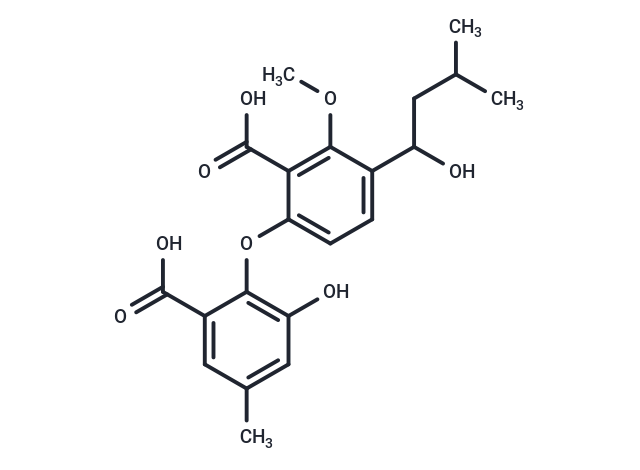 6-(2-carboxy-6-hydroxy-4-methylphenoxy)-3-(1-hydroxy-3-methylbutyl)-2-methoxybenzoic acid