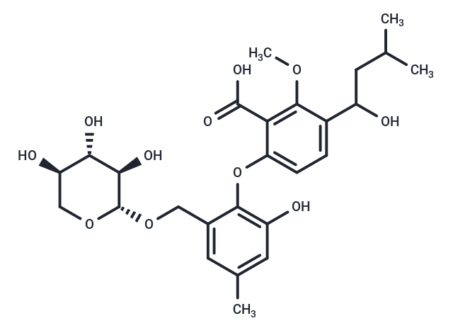 3-(1-hydroxy-3-methylbutyl)-6-[2-hydroxy-4-methyl-6-({[(2R,3R,4S,5R)-3,4,5-trihydroxyoxan-2-yl]oxy}methyl)phenoxy]-2-methoxybenzoic acid
