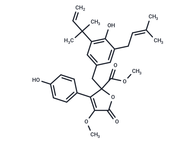 methyl 2-{[4-hydroxy-3-(3-methylbut-2-en-1-yl)-5-(2-methylbut-3-en-2-yl)phenyl]methyl}-3-(4-hydroxyphenyl)-4-methoxy-5-oxo-2,5-dihydrofuran-2-carboxylate