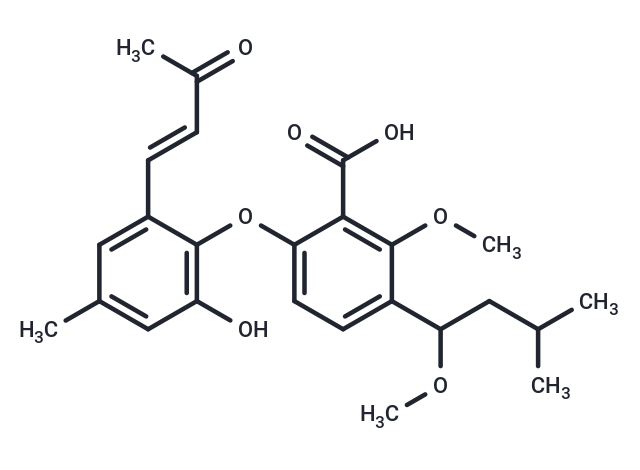 6-{2-hydroxy-4-methyl-6-[(1E)-3-oxobut-1-en-1-yl]phenoxy}-2-methoxy-3-(1-methoxy-3-methylbutyl)benzoic acid