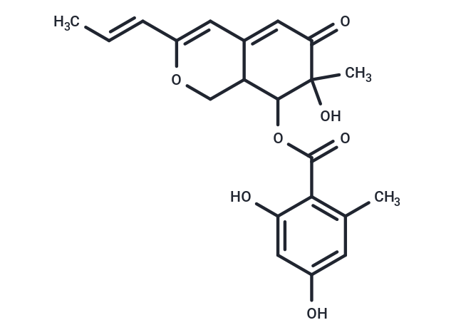 7-hydroxy-7-methyl-6-oxo-3-[(1E)-prop-1-en-1-yl]-6,7,8,8a-tetrahydro-1H-isochromen-8-yl 2,4-dihydroxy-6-methylbenzoate