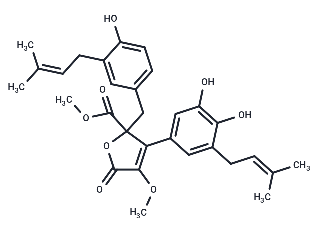 methyl 3-[3,4-dihydroxy-5-(3-methylbut-2-en-1-yl)phenyl]-2-{[4-hydroxy-3-(3-methylbut-2-en-1-yl)phenyl]methyl}-4-methoxy-5-oxo-2,5-dihydrofuran-2-carboxylate