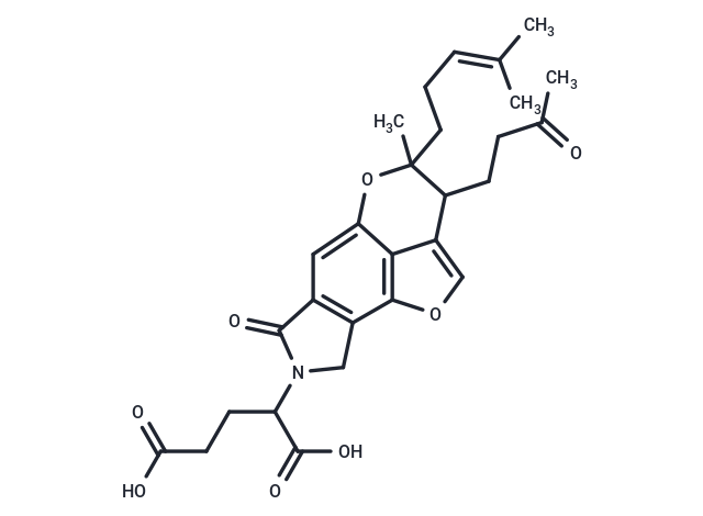 2-[10-methyl-10-(4-methylpent-3-en-1-yl)-5-oxo-11-(3-oxobutyl)-9,14-dioxa-4-azatetracyclo[6.6.1.0^{2,6}.0^{12,15}]pentadeca-1,6,8(15),12-tetraen-4-yl]pentanedioic acid