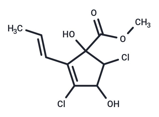 methyl 3,5-dichloro-1,4-dihydroxy-2-[(1E)-prop-1-en-1-yl]cyclopent-2-ene-1-carboxylate