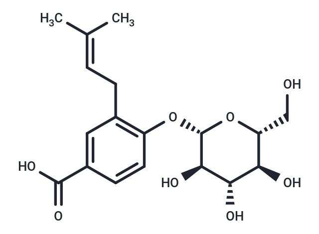 3-(3-methylbut-2-en-1-yl)-4-{[(2S,3R,4S,5S,6R)-trihydroxy-6-(hydroxymethyl)oxan-yl]oxy}benzoic acid