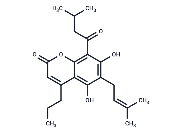 5,7-dihydroxy-6-(3-methylbut-2-en-1-yl)-8-(3-methylbutanoyl)-4-propyl-2H-chromen-2-one