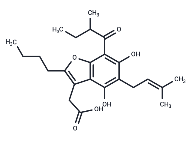 2-[2-butyl-dihydroxy-5-(3-methylbut-2-en-1-yl)-7-(2-methylbutanoyl)-1-benzofuran-3-yl]acetic acid