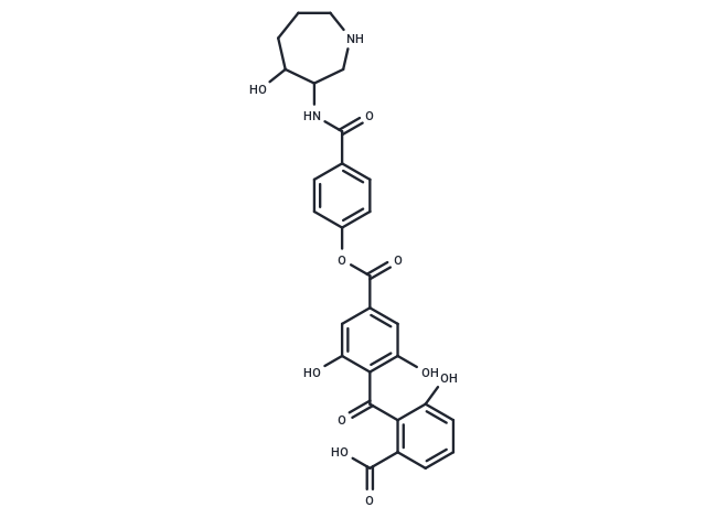 2-[dihydroxy-4-({4-[(4-hydroxyazepan-3-yl)carbamoyl]phenoxy}carbonyl)benzoyl]-3-hydroxybenzoic acid