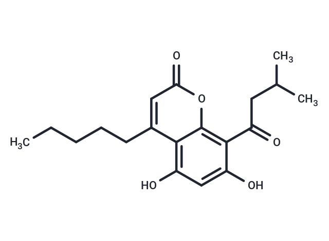 5,7-dihydroxy-8-(3-methylbutanoyl)-4-pentyl-2H-chromen-2-one