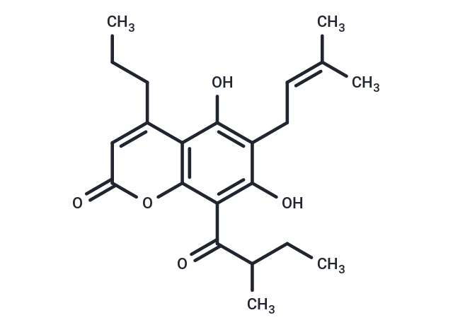 5,7-dihydroxy-6-(3-methylbut-2-en-1-yl)-8-(2-methylbutanoyl)-4-propyl-2H-chromen-2-one