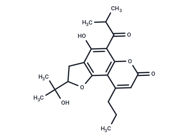 4-hydroxy-2-(2-hydroxypropan-2-yl)-5-(2-methylpropanoyl)-9-propyl-2H,3H,7H-furo[2,3-f]chromen-7-one
