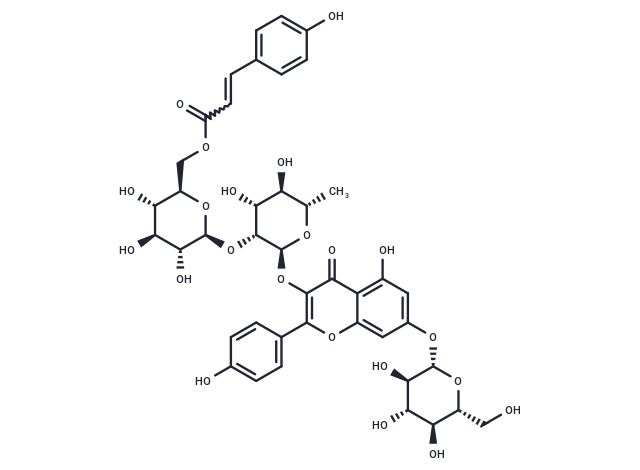 4H-1-Benzopyran-4-one, 3-[[6-deoxy-2-O-[6-O-[3-(4-hydroxyphenyl)-1-oxo-2-propen-1-yl]-β-D-glucopyranosyl]-α-L-mannopyranosyl]oxy]-7-(β-D-glucopyranosyloxy)-5-hydroxy-2-(4-hydroxyphenyl)-